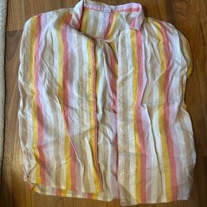 Old Navy Striped Blouse - Pink, Yellow, White